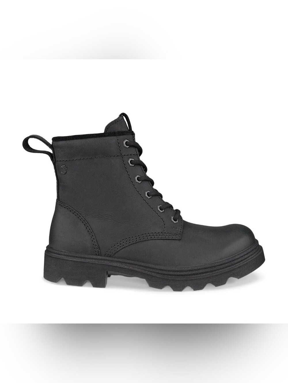ECCO Women’s Waterproof Leather Combat Boots Black Lace Up Size EU 38U 7-7.5 - Picture 3 of 5